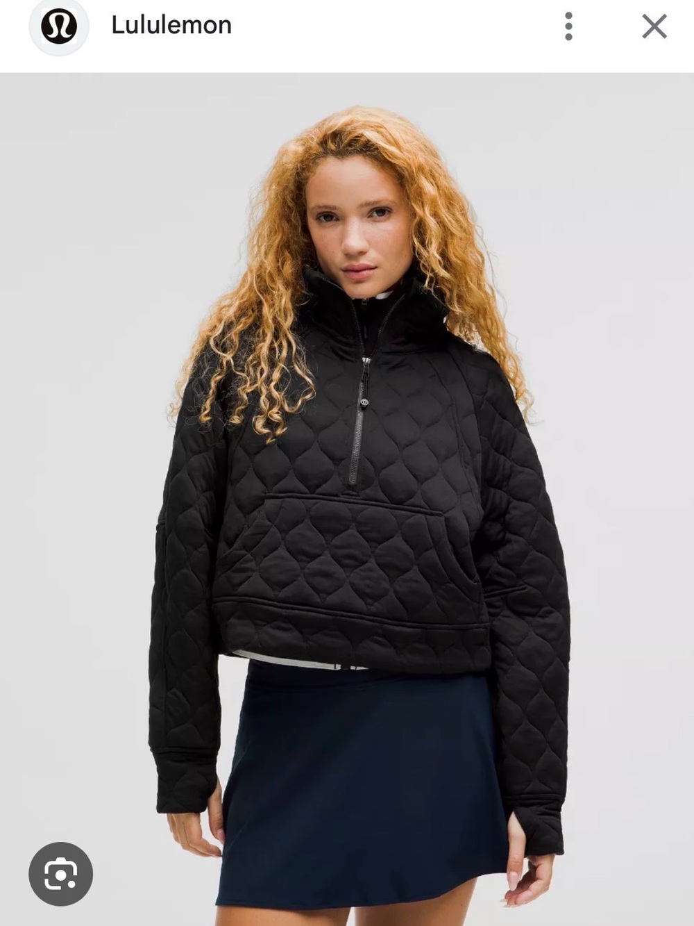 lululemon athletica Black Quilted Half-Zip Pullover